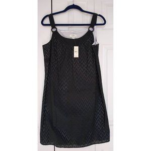 NWT Ann Taylor LOFT Chevron Pattern Cutout Black Sleeveless Dress